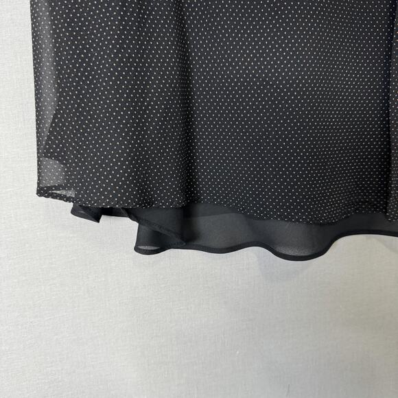 Vintage Ann Taylor Dress Womens 12 Black Silk Polka Dot Midi Fairy Whimsigoth - Picture 6 of 16